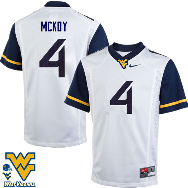 NCAA Men's Kennedy McKoy West Virginia Mountaineers White #4 Nike Stitched Football College Authentic Jersey IN23P80AE